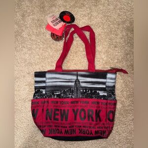New York Print Tote Bag - Red and Black
